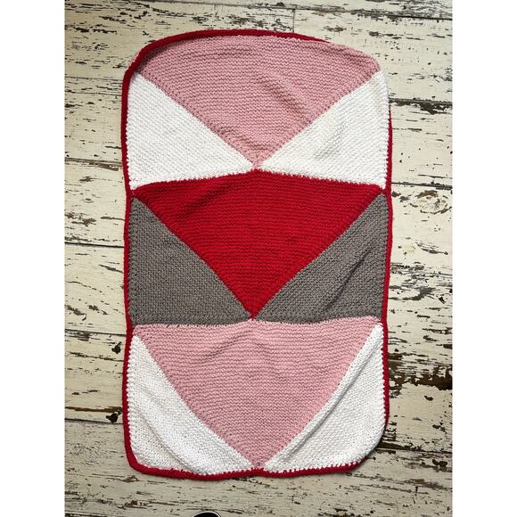 Crochet Quilt Bundle Handmade Pink Red Blue White Multicolored Throw Blankets - Picture 6 of 7